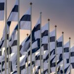 white and black flags